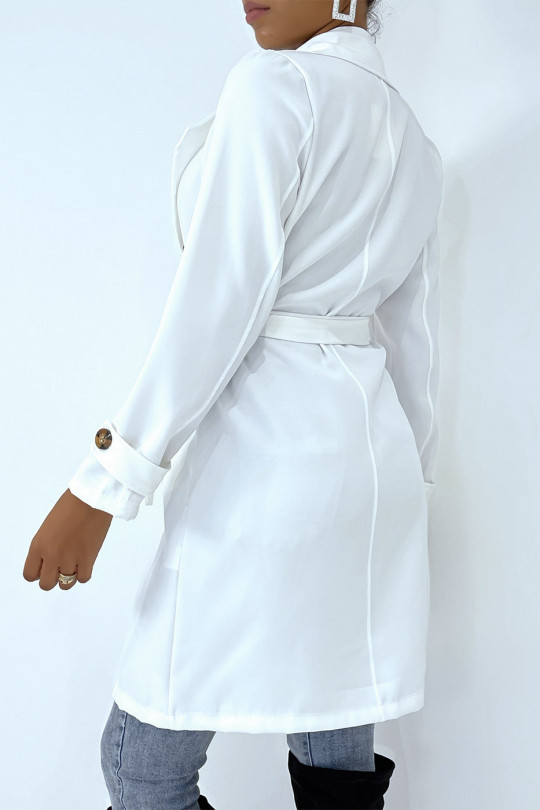 Long trench blanc avec poches - 1