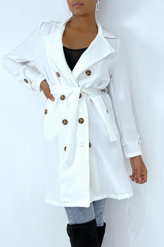 Long trench blanc avec poches - 2