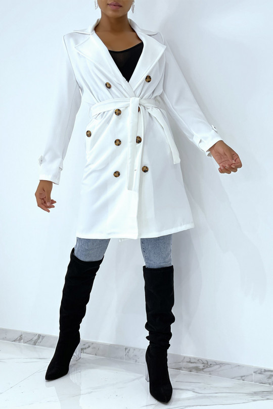 Long trench blanc avec poches - 3