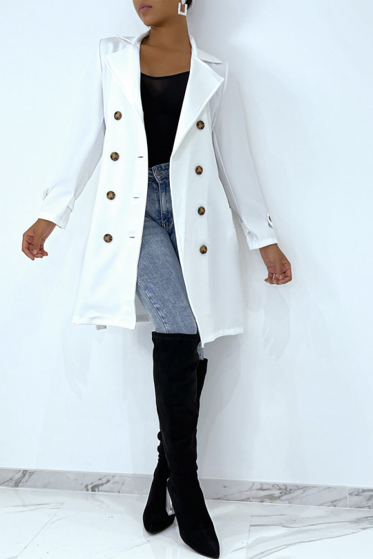 Long trench blanc avec poches - 4