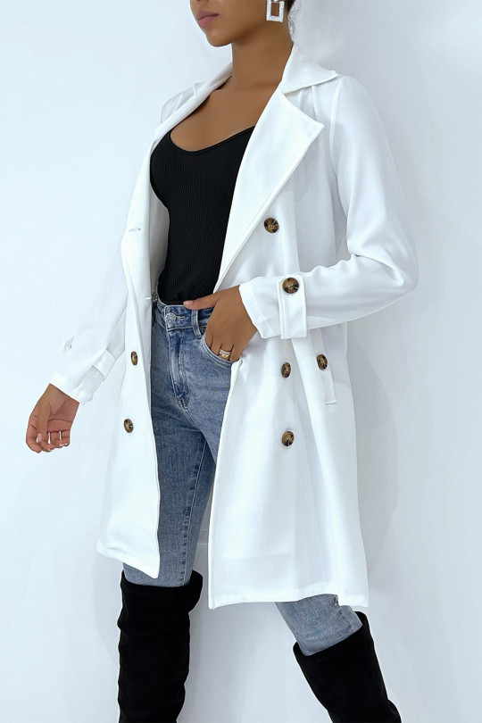 Long trench blanc avec poches - 5