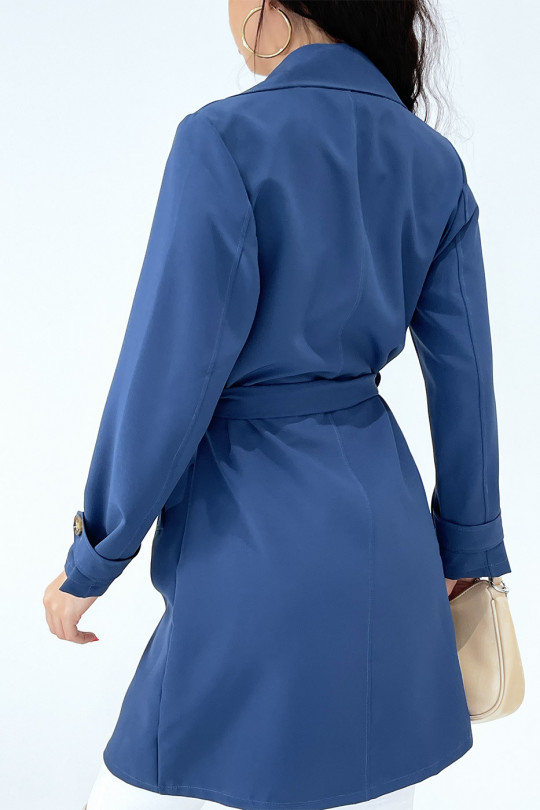 Long trench bleue avec poches - 1