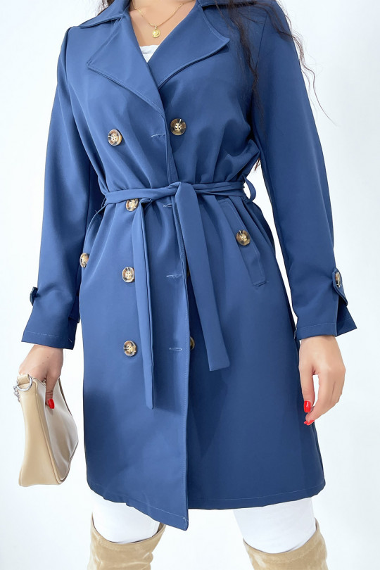 Long trench bleue avec poches - 2