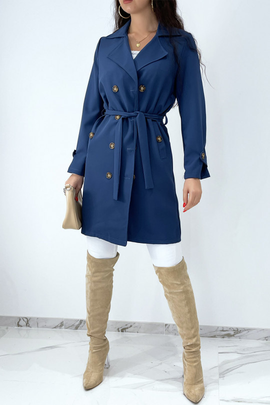 Long trench bleue avec poches - 3