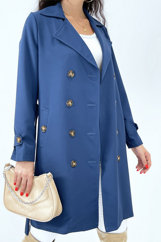 Long trench bleue avec poches - 4