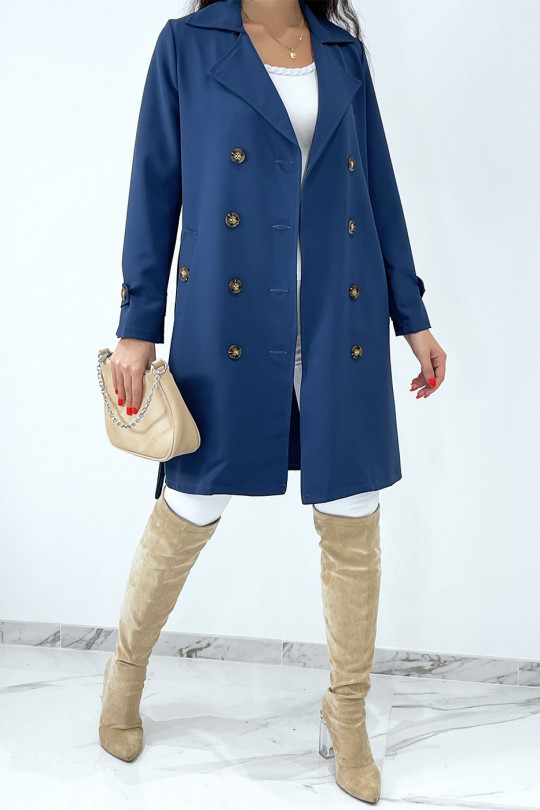 Long trench bleue avec poches - 5