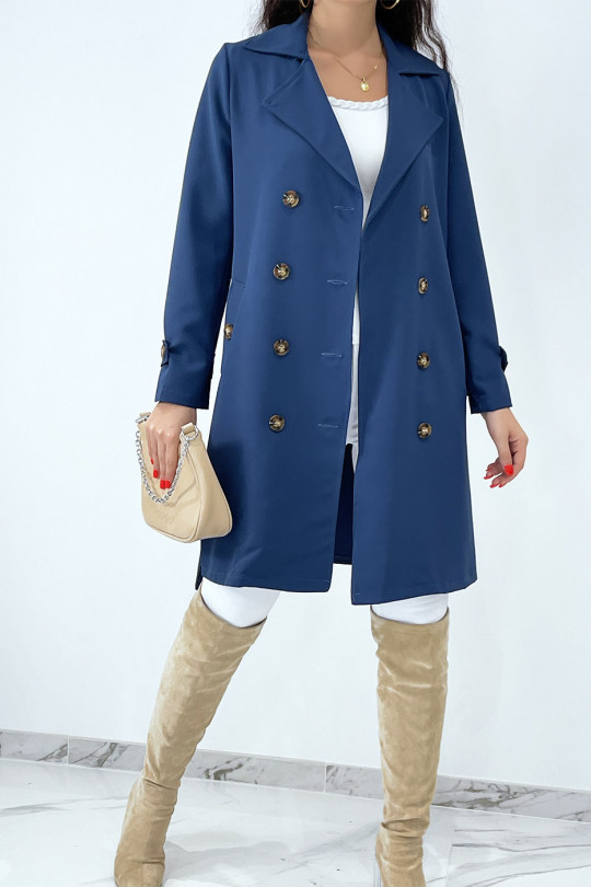 Long trench bleue avec poches - 6