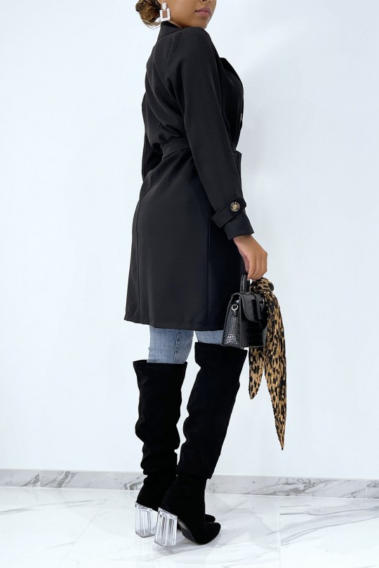 Long black trench coat with pockets - 2