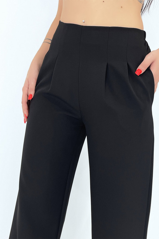 Chic black high waist pleated trousers - 5