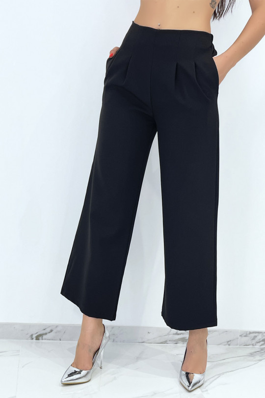 Chic black high waist pleated trousers - 6