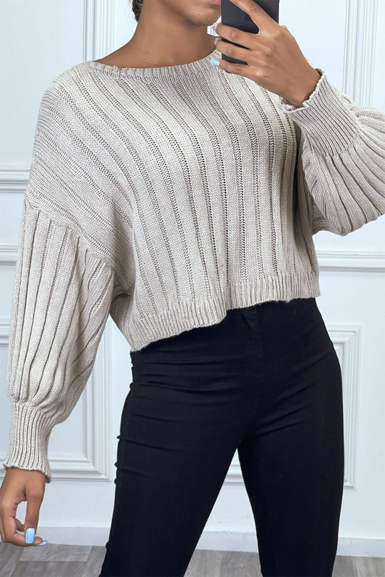 Pull ample en taupe avec manches large - 2