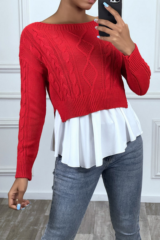 Red sweater with frill - 1