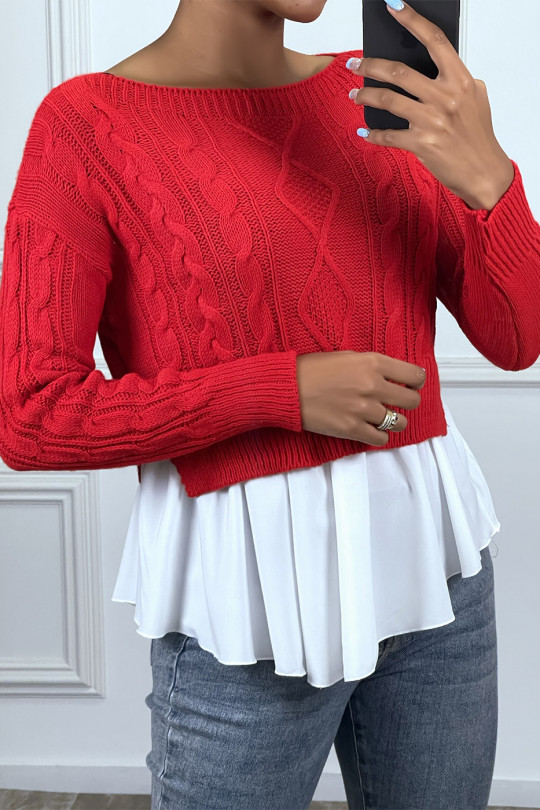 Red sweater with frill - 2