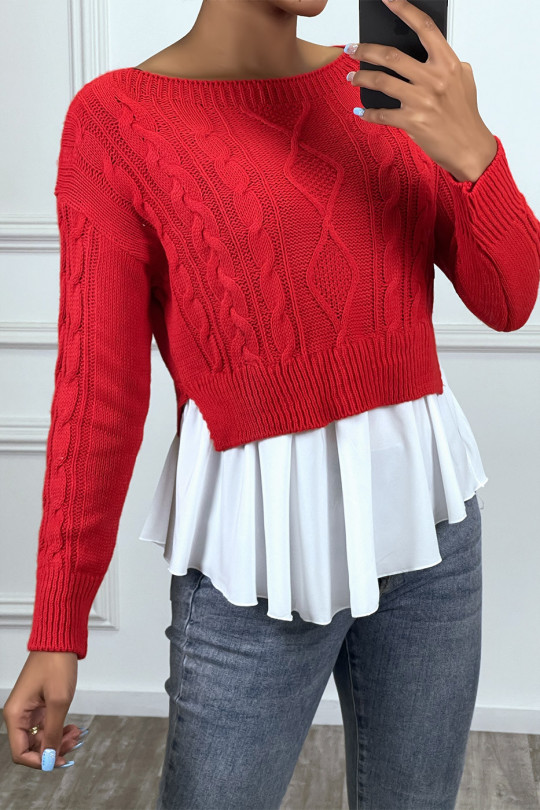 Red sweater with frill - 3