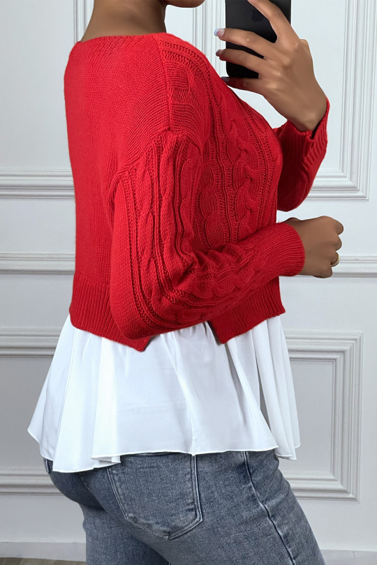 Red sweater with frill - 4