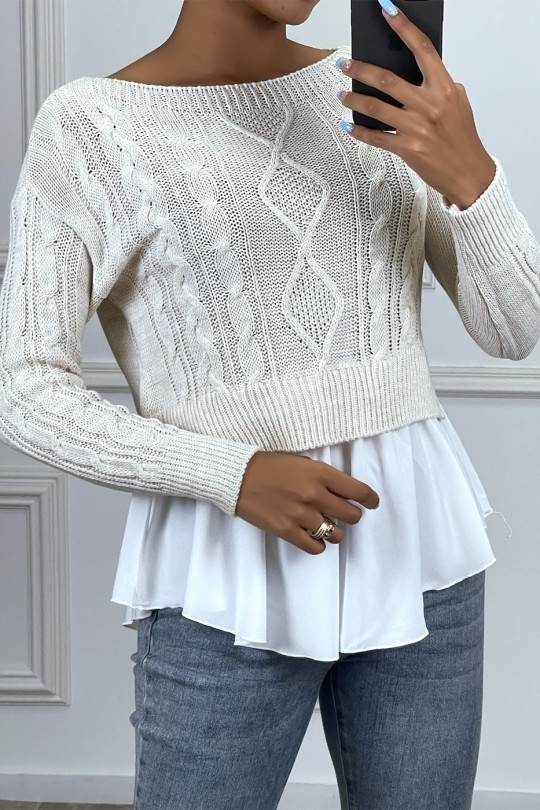 Beige sweater with frill - 1