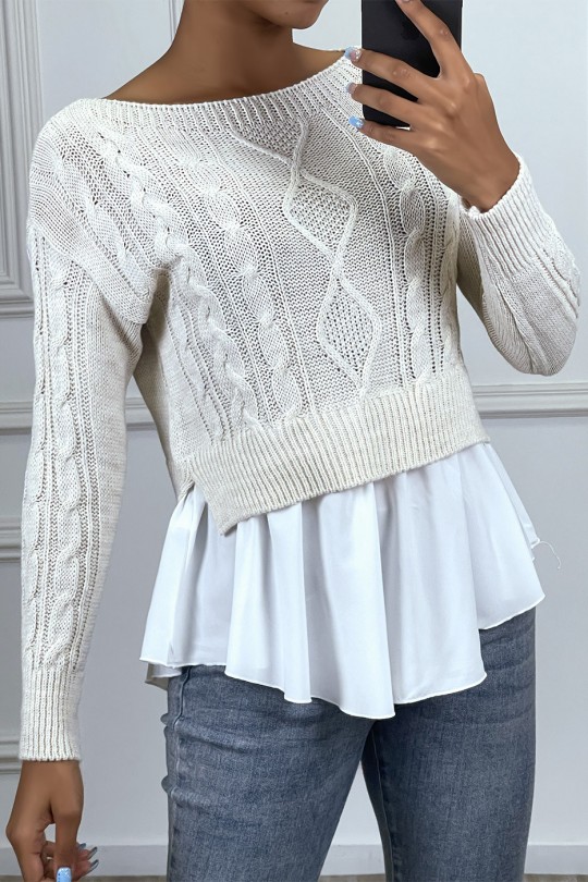 Beige sweater with frill - 2