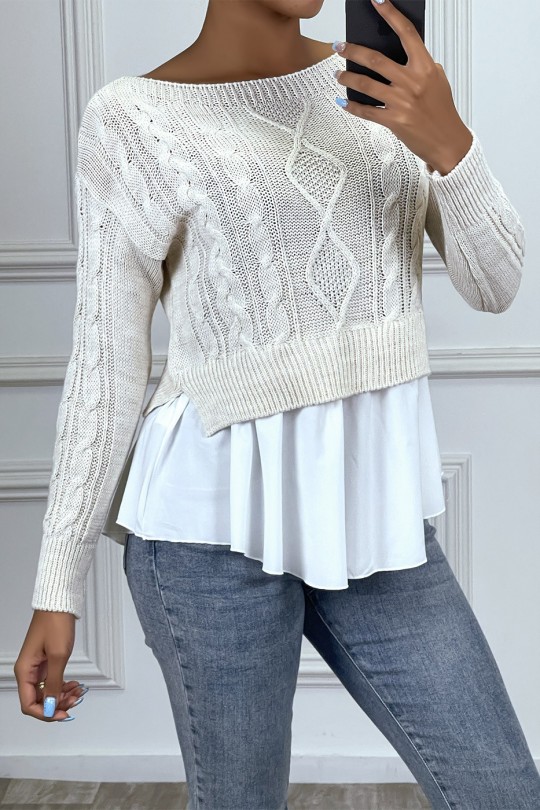 Beige sweater with frill - 3