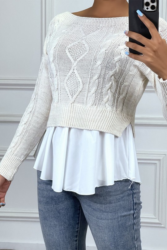 Beige sweater with frill - 4