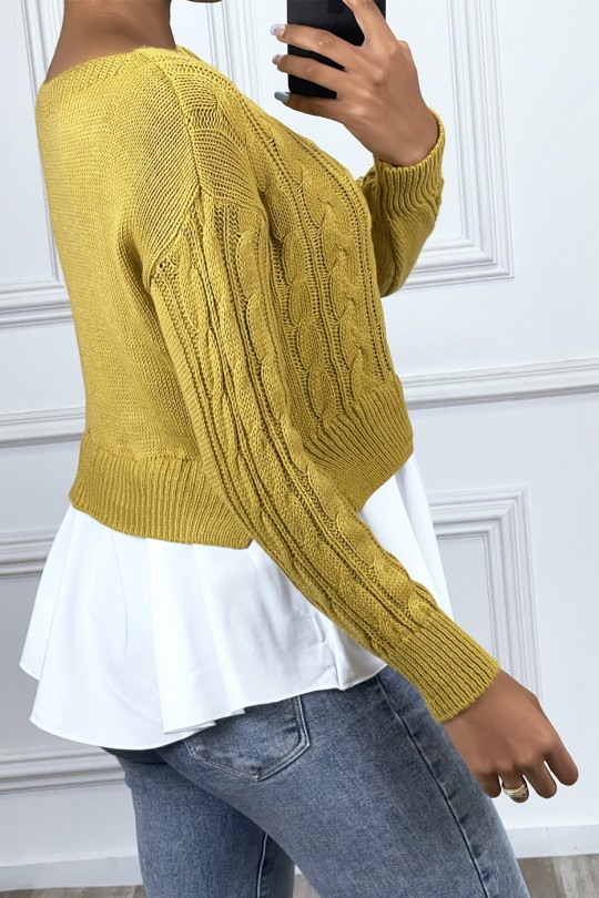 Mustard sweater with ruffle - 4