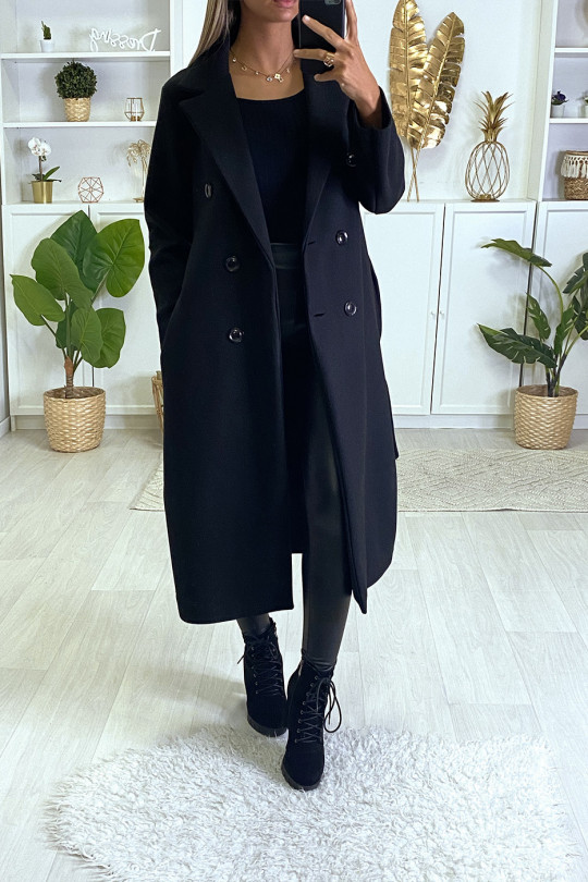 long manteau noir ceinture