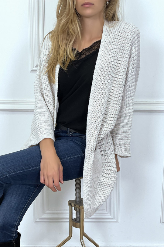 Dames oversized gilet in beige vallend met zakken - 1