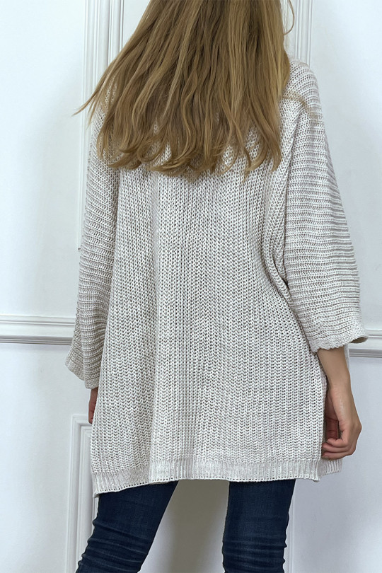 Women's oversized waistcoat in beige falling with pockets - 7