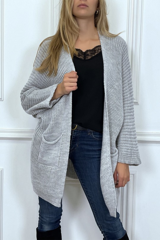 Cardigan Femme Long Et élégant - Gilet Léger Mi-saison Avec Poches - Coupe Fluide Grande Taille