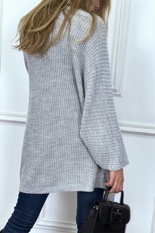 Women's oversized waistcoat in dropped gray with pockets - 6