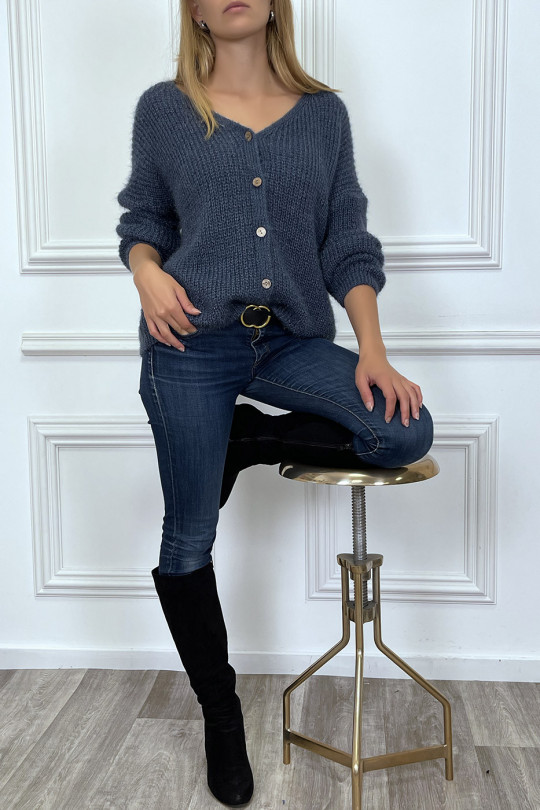 Gilet tombant en indigo composé de laine - 3