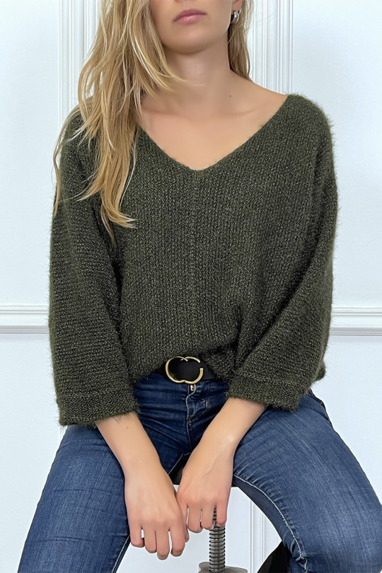 Khaki oversized sweater made of wool - 1
