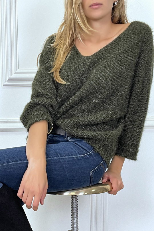Khaki oversized sweater made of wool - 3