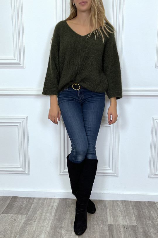 Khaki oversized sweater made of wool - 4