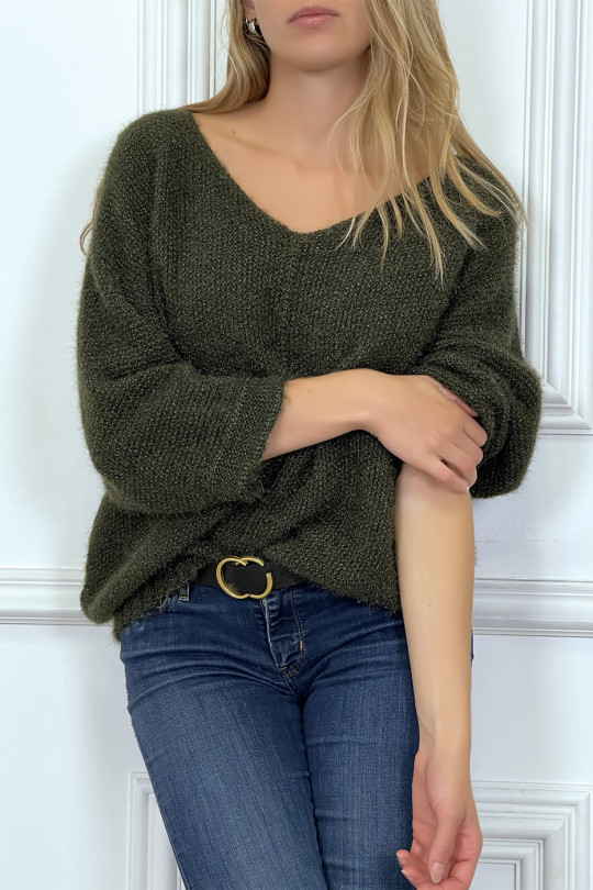 Khaki oversized sweater made of wool - 5