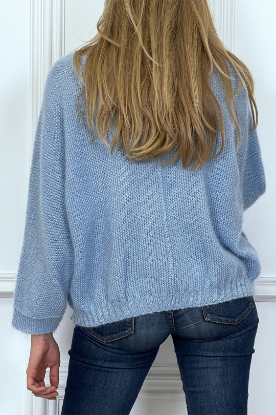 Turquoise oversized sweater made of wool - 5