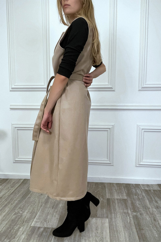LoLL beige sleeveless coat with pockets and belt - 4
