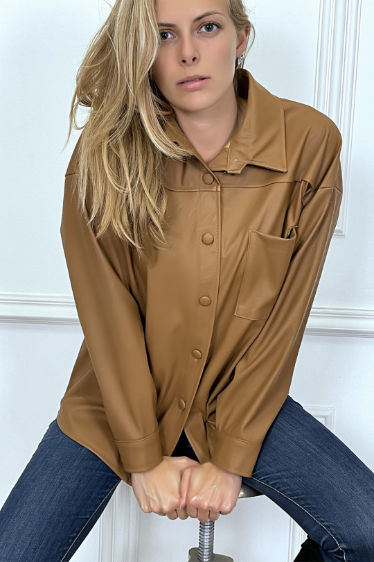 Over-size faux camel shirt - 1