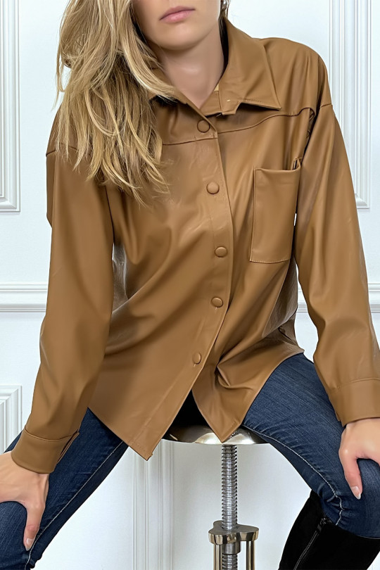 Over-size faux camel shirt - 2