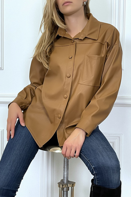 Over-size faux camel shirt - 3