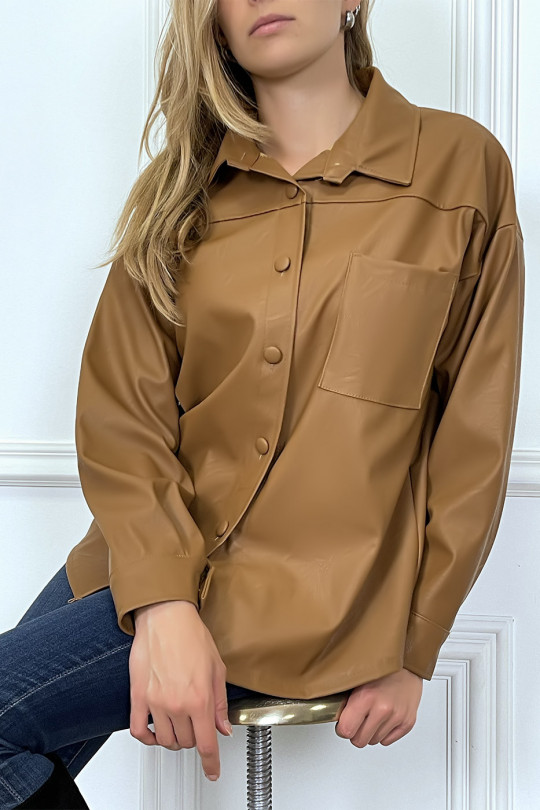 Over-size faux camel shirt - 4