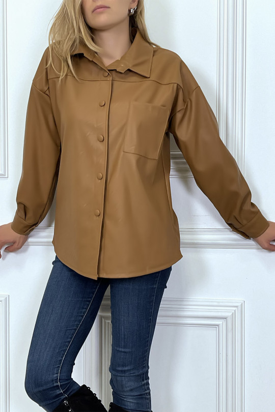 Over-size faux camel shirt - 5