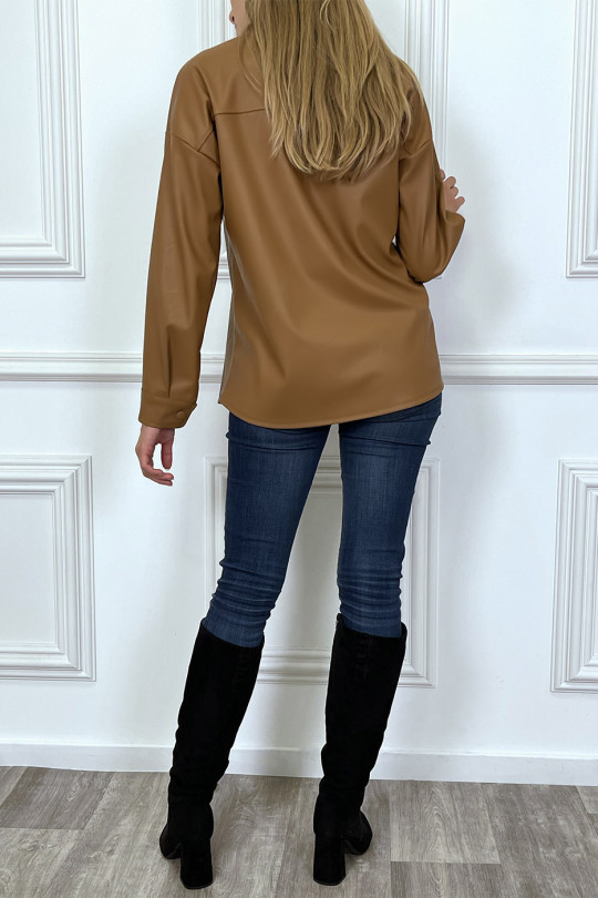 Over-size faux camel shirt - 6