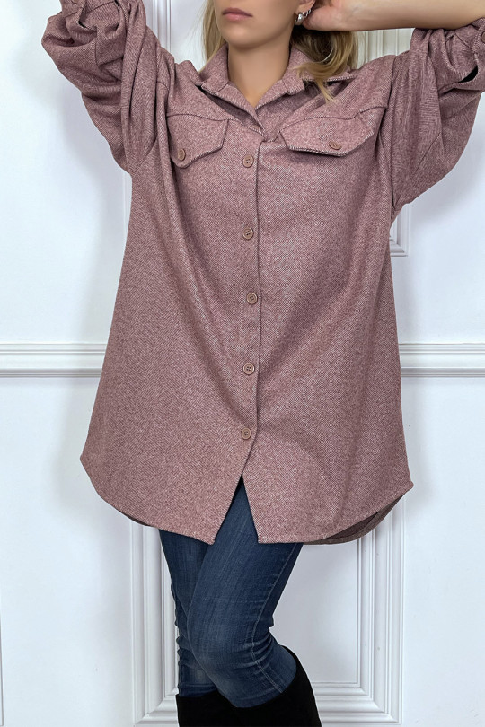 Long thick burgundy overshirt - 4