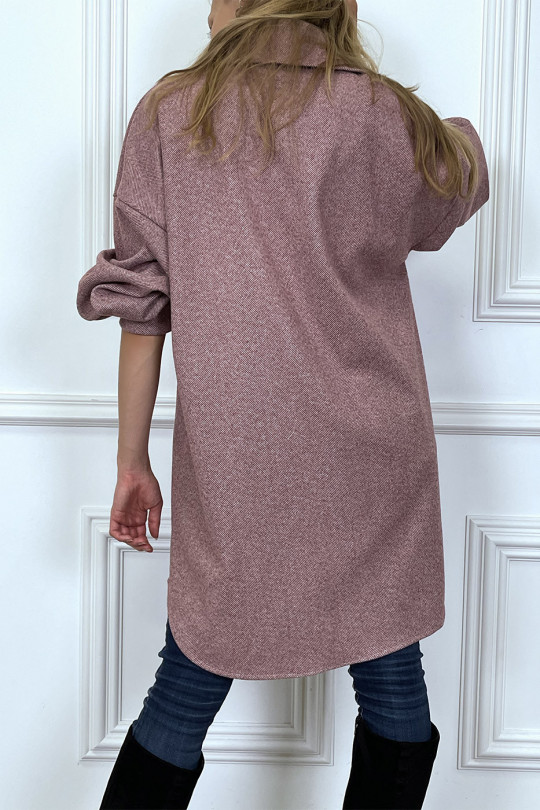 Long thick burgundy overshirt - 8