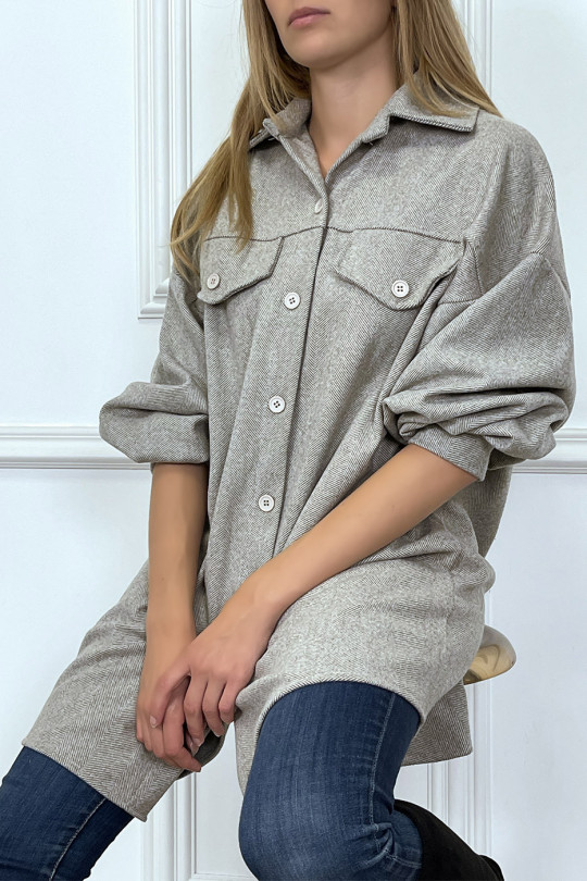Long thick gray overshirt - 2