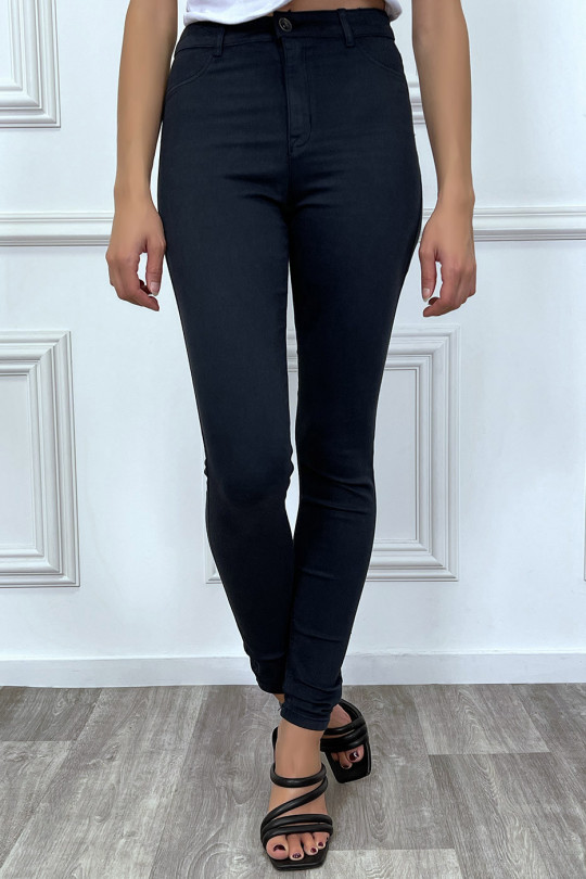 Smalle marineblauwe jeans met hoge taille - 4
