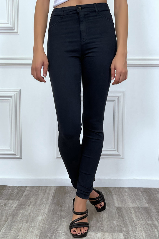 Smalle marineblauwe jeans met hoge taille - 5