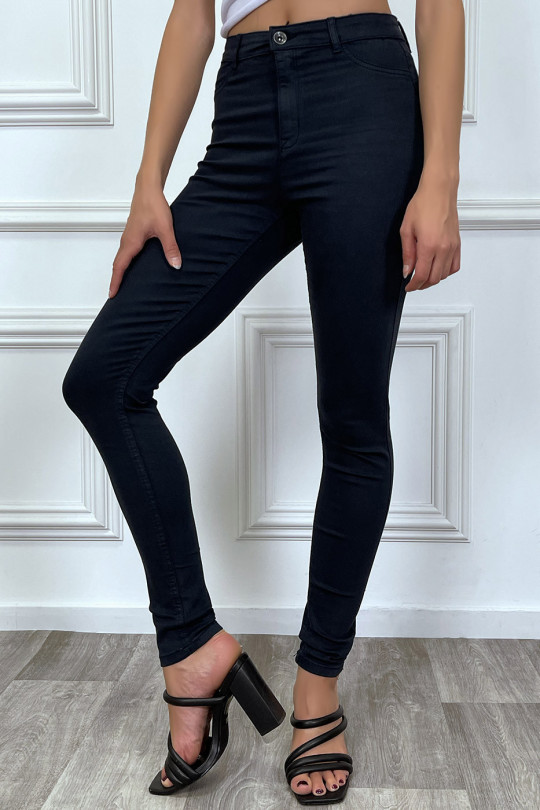 Smalle marineblauwe jeans met hoge taille - 6