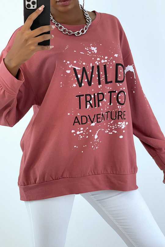 FuOOsia oversized sweatshirt with stain and writing pattern - 3