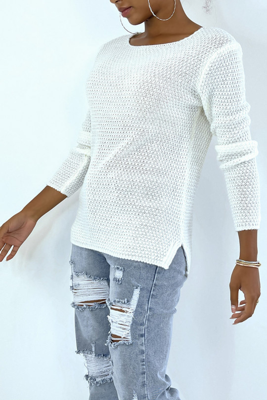 White sweater made of wool braided at the back - 2